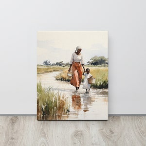 Gullah Art | Original Watercolor Painting | Mother and Child| Canvas Print