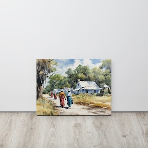 Gullah Art | Original Watercolor Painting | After Church | Canvas Print