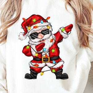 Dabbing Santa com luzes de Natal png, Feliz Natal png, Feliz Ano Novo png, Sanra Claus png, sublimar designs download