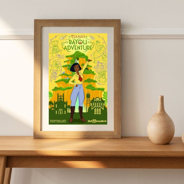 Print of Tiana’s Bayou Adventure attraction poster - Frontierland - Disneyland ride print - Magic Kingdom - Quality print, wall art