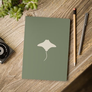 Green Cownose Stingray Lined Journal, Manta Ray Notebook, Ocean Journal, Stingray Notebook, Trendy Beachy Journal, Cownose Ray
