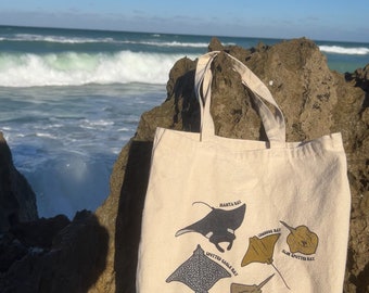 Color Stingray Tote Bag, Manta Ray Tote, Ocean Tote Bag, Stingray Tote, Trendy Beachy Tote Bag, Cownose Ray, Southern Ray, Spotted Eagle Ray