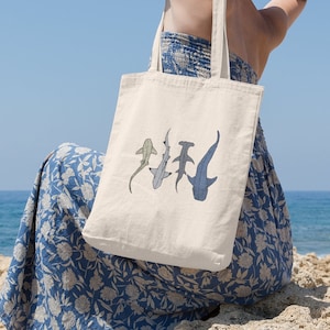 Colorful shark tote bag, tote for shark lovers, ocean tote bag, ocean life tote bag, marine tote bag, gift for ocean lover