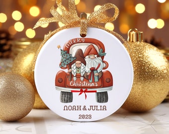Personalized Couple Christmas Ornament, Custom Gnome Christmas Ornament, Gnome Christmas, Personalized Gnome Christmas Couple