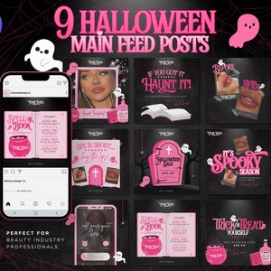 Halloween Instagram Post Templates, Beauty Salon Canva Design (Digital Download)