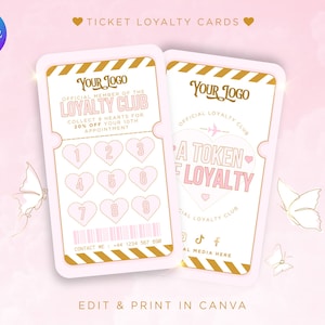 Sjabloon voor loyaliteitskaarten. Roze en gouden schoonheidsvisitekaartje. Aanpassen op canvas, esthetiek, schoonheidsspecialiste, wimpertechniek, haar, nagels, gezichtsbehandelingen