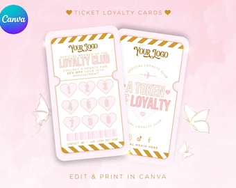 May include: A pink and gold loyalty card with a heart design. The card says "Official Member of the Loyalty Club" and "Collect 9 Hearts for 20% off your 10th Appointment".