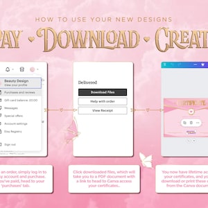 Certificate Of Completion Pink & Gold. Canva Template For Beauty Brands, Aesthetics, Lash Tech, Training Academy, Beauty School, Hairdresser
