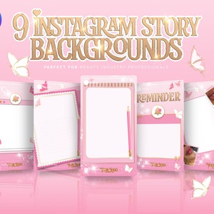 Fondos de Instagram en rosa y dorado, plantillas de belleza (editables en Canva)