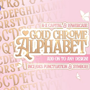 Chrome PNG Alphabet Clip Art. Calligraphy Gold Luxury Text. Transparent Background, Canva Elements, Metallic Letters, Beauty & Aesthetics.