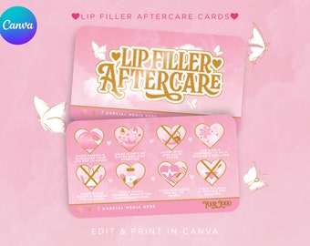 Lip Filler Aftercare Card Canva Template, Aesthetics Business Card (Digital Download)