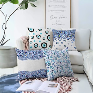 Evil Eye Pillow Case,Evil Eye Cushion Cover,17x17 inches,Home Decor,Greek Eye Pillow, Decorative Pillow, Evil Eye Pillow, Boho Pillow Cover