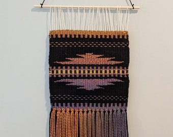 Boho gewebter Wandbehang: Mehrfarbiges geometrisches Muster