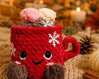 The Cutest Little Hot Cocoa – Christmas Hot Chocolate Amigurumi Crochet Pattern, Mug Toy PDF, Beginner Friendly Digital Pattern