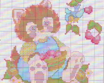 cute cat cross-stitch pattern.