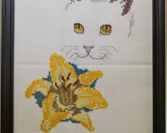 Private moments silhouette cat cross-stitch pattern