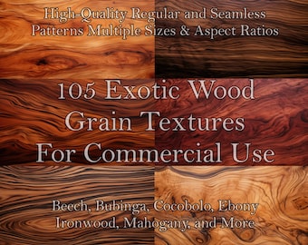 105 Exotic Wood Grain Textures, Commercial Use, High-Quality Backgrounds, Seamless Patterns, Digital Scrapbook Paper