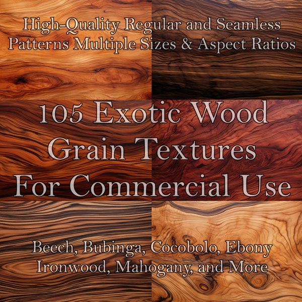 105 Exotic Wood Grain Textures, Commercial Use, High-Quality Backgrounds, Seamless Patterns, Digital Scrapbook Paper