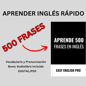 Aprende 500 frases en inglés, Libro de Texto Inglés, Digial PDF