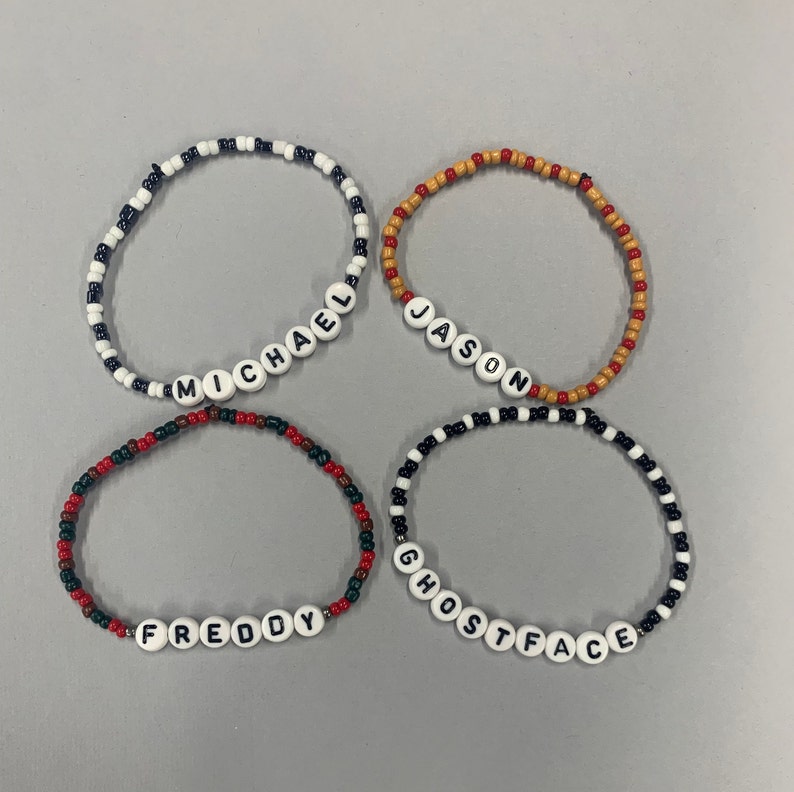 Famous Horror Movie Beaded Name Bracelets Etsy