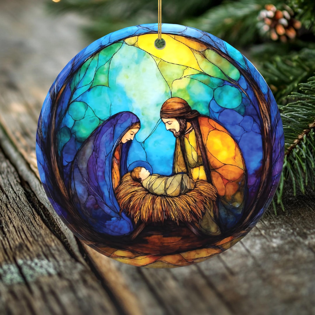 The Holy Family in Stained Glass – Nativity Ornament – Christmas 2025 ...
