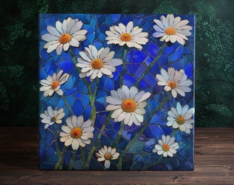 Daisy Delight Artisan Ceramic Tile - Charming Home Decor | Peeping Tom&#39;s Cottage