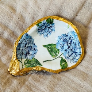 hydrangea oyster shell trinket dish