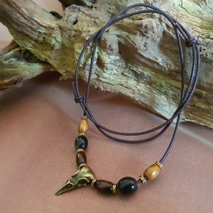 Raven chain | raven skull necklace | raven head | raven skull | raven crow bird skull | leather necklace | viking | shamanic | magic