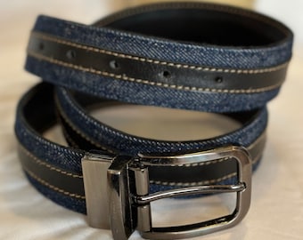 【mnem】Antique Buckle Denim Long Belt Aecibzo Women's Denim Waist Belt Retro Vintage Style