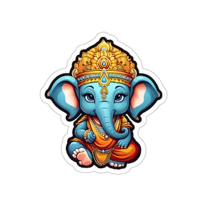 Baby Ganesha Blue/Orange Kiss-Cut Stickers