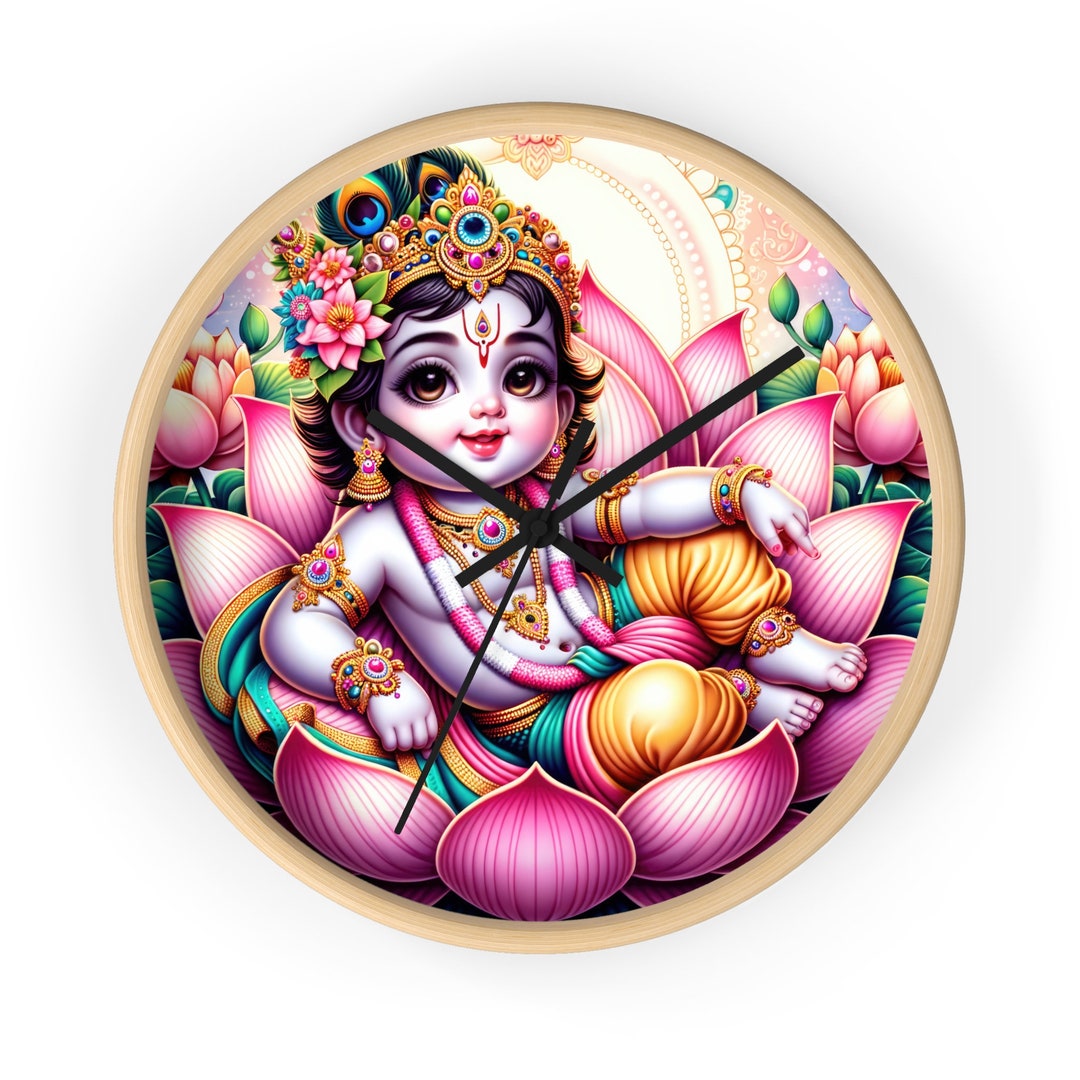 Lotus Baby Krishna Wall Clock Krishna Clock Etsy