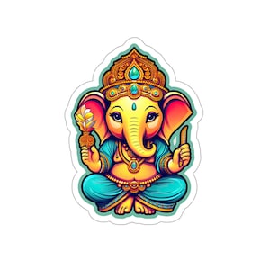 Baby Ganesha Sunset Teal Kiss-Cut Stickers