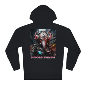 Cyberpunk Ganesha Hoodie: Hindu Streetwear, Unisex Cotton-Blend