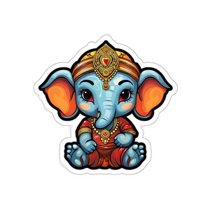 Baby Ganesha Blue/Red Kiss-Cut Stickers