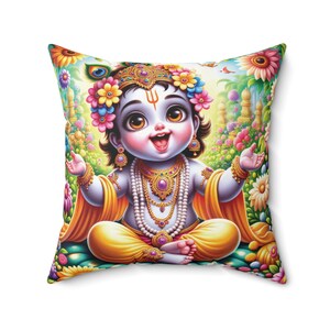 Baby Krishna Square Pillow, Krishna Pillow