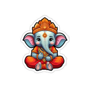 Baby Ganesha Orange Kiss-Cut Stickers