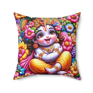 Baby Krishna Square Pillow, Krishna Pillow