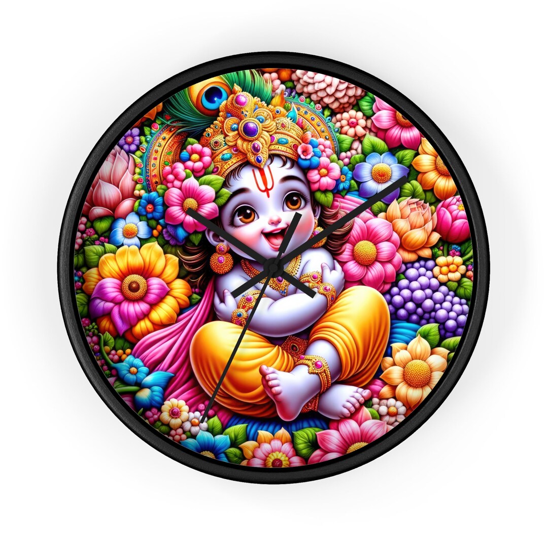 Baby Krishna Wall Clock, Krishna Wall Clock, Krishna Clock, Hindu Clock