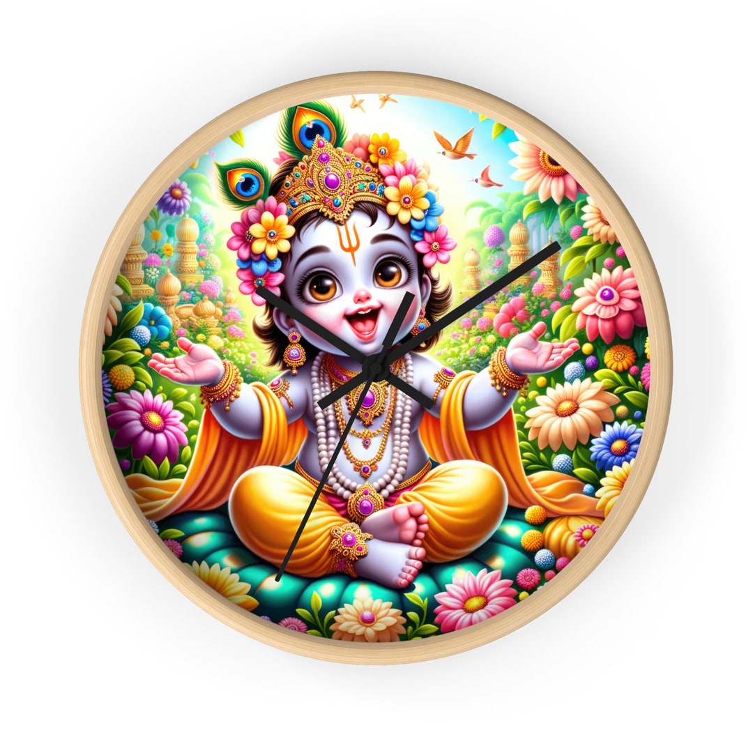 Cute Baby Krishna Wall Clock Krishna Wall Clock Etsy