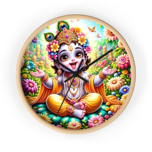 Cute Baby Krishna Wall Clock, Krishna Wall Clock