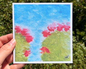 Impresión de pintura de acuarela de cactus de cerca / 5 x 5 pulgadas / Arte / Vibrante / Estilo suelto