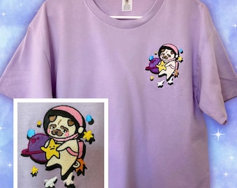 Pug Astro Pug T-shirt Embroidered