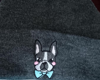 Boston Terrier Beanie Embroidered