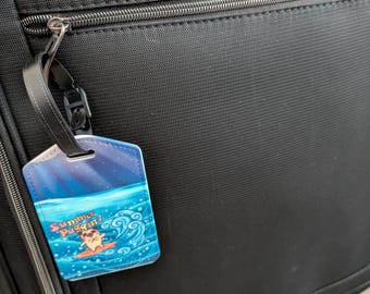 Surf Pug  Luggage Tag