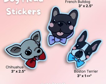 Dog Head Stickers Frenchie Boston Terrier Chihuahua