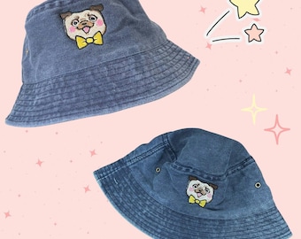 Pug bucket hat embroidered