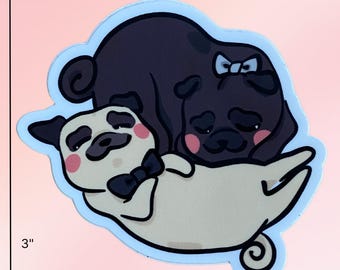 Cuddle Pugs Sticker  2.5" x 3" Decal