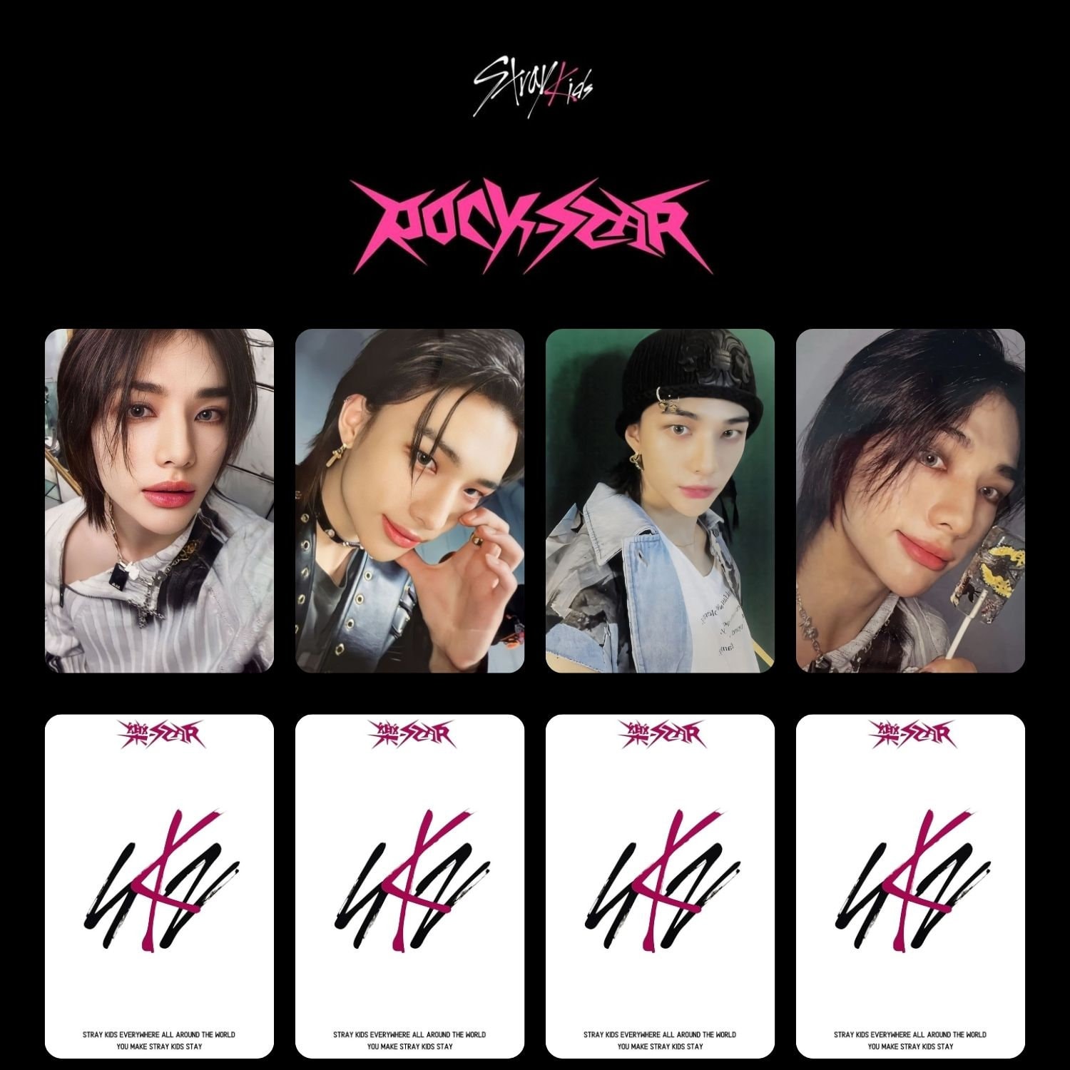Stay Kids " Rock Star " All Member Photocard Template - Digital Download - Stray Kids Rock Star Photocard (32 pcs) - Printable
