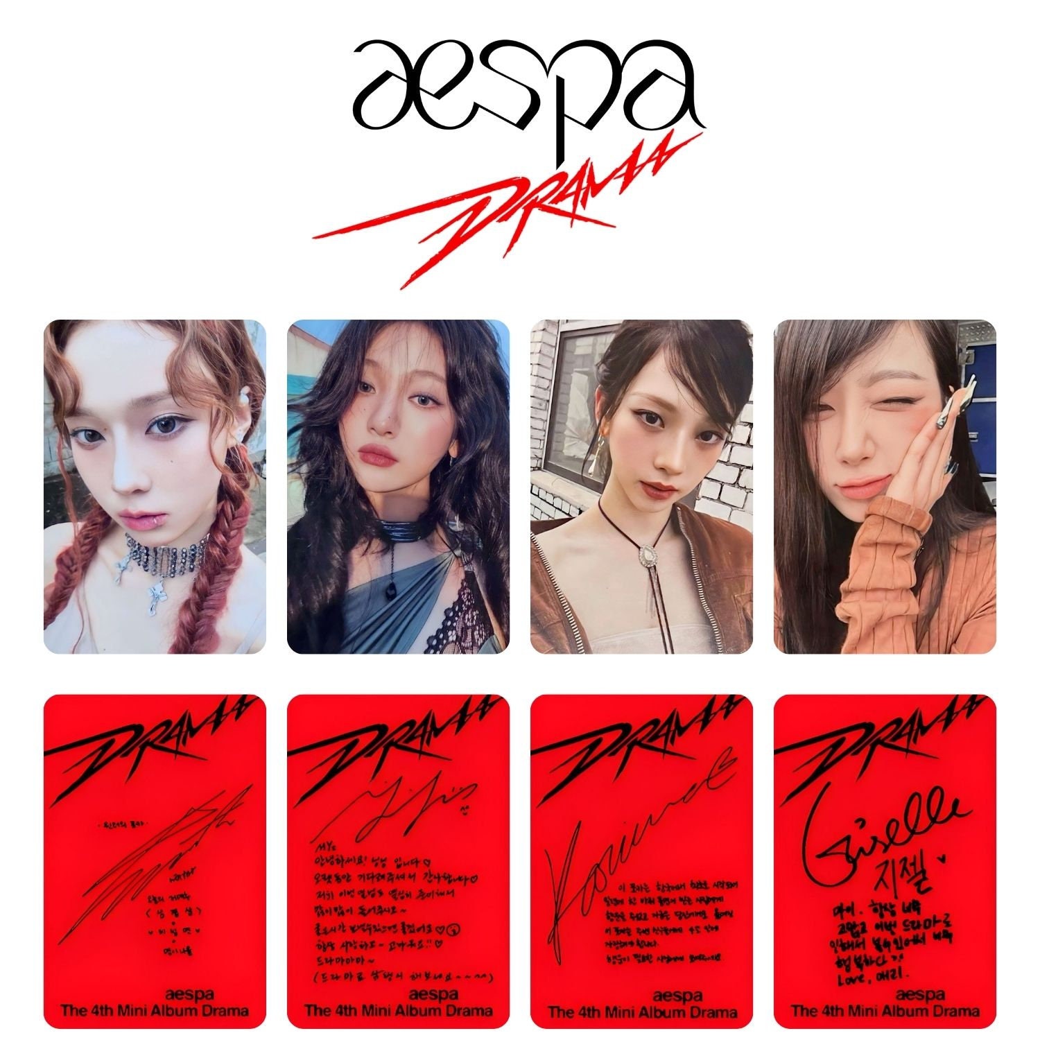 Aespa Drama All Member PC Template 20 Pcs Back and Front Photocard Aespa Drama All Member PC Template 20 Pcs Back and Front Photocard