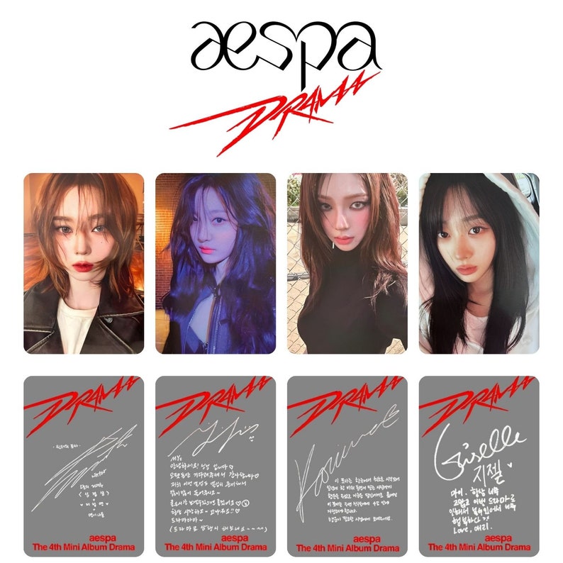 Aespa Drama All Member PC Template 20 Pcs Back and Front Photocard Aespa Drama All Member PC Template 20 Pcs Back and Front Photocard